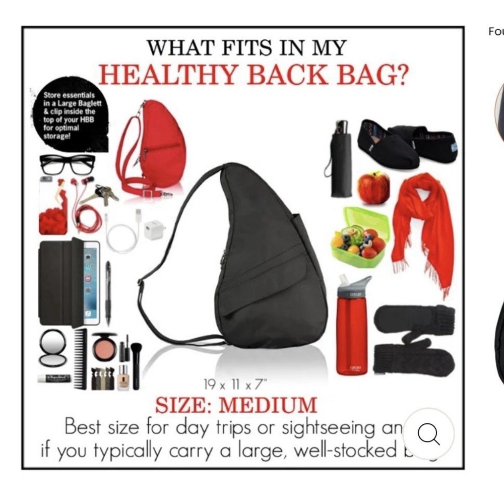 AmeriBag Healthy Back Sling Backpack Black Leather 19" Nylon Crossbody Daypack - Picture 5 of 14
